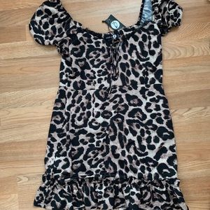 Satin leopard mini dress